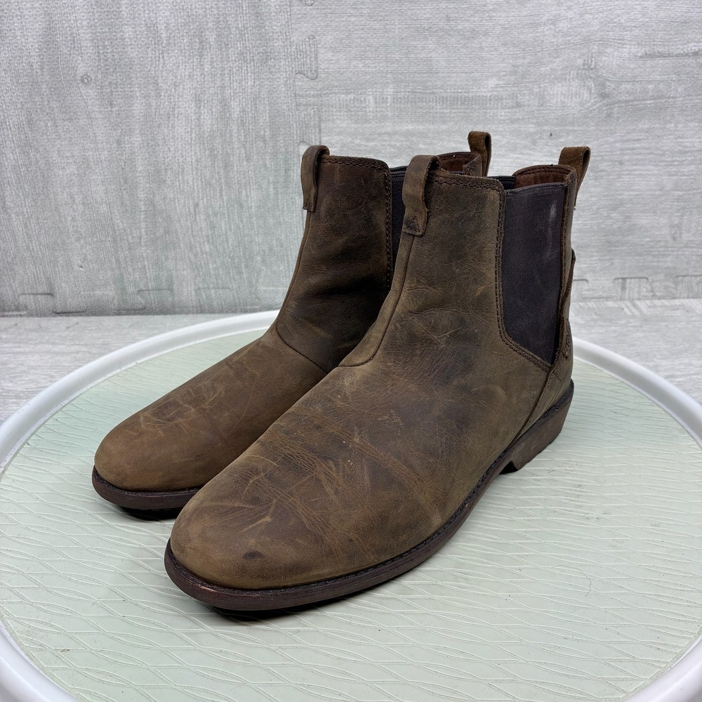 Teva Ellery Chelsea Boots Women's 10 Brown Leather Ankle Waterproof 1111772
